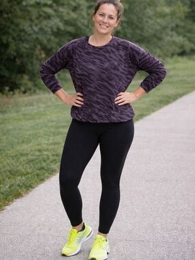 Sweaty Betty Black and Charcoal Camo Crew